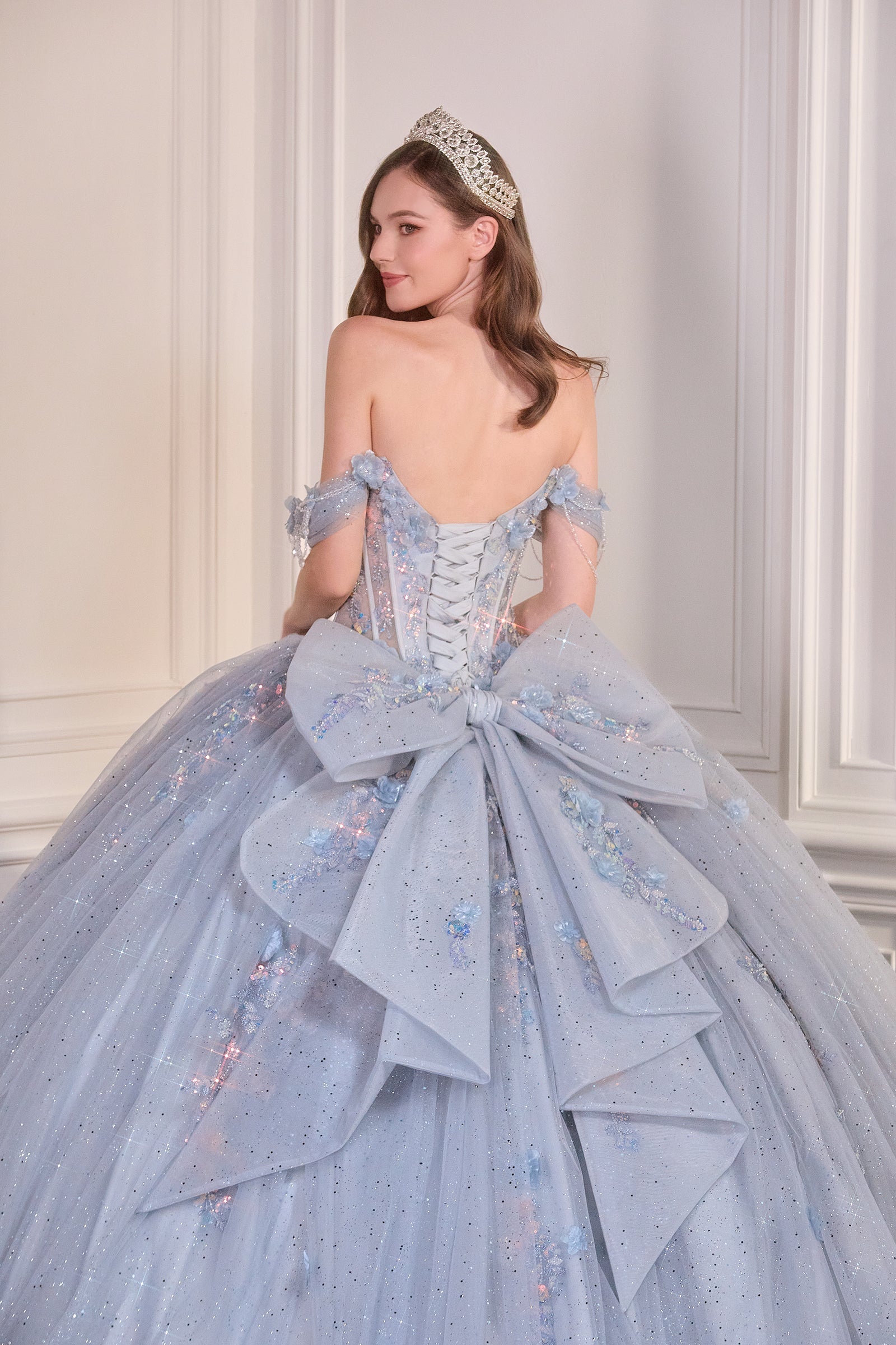 Applique Off Shoulder Ball Gown by Ladivine 15728