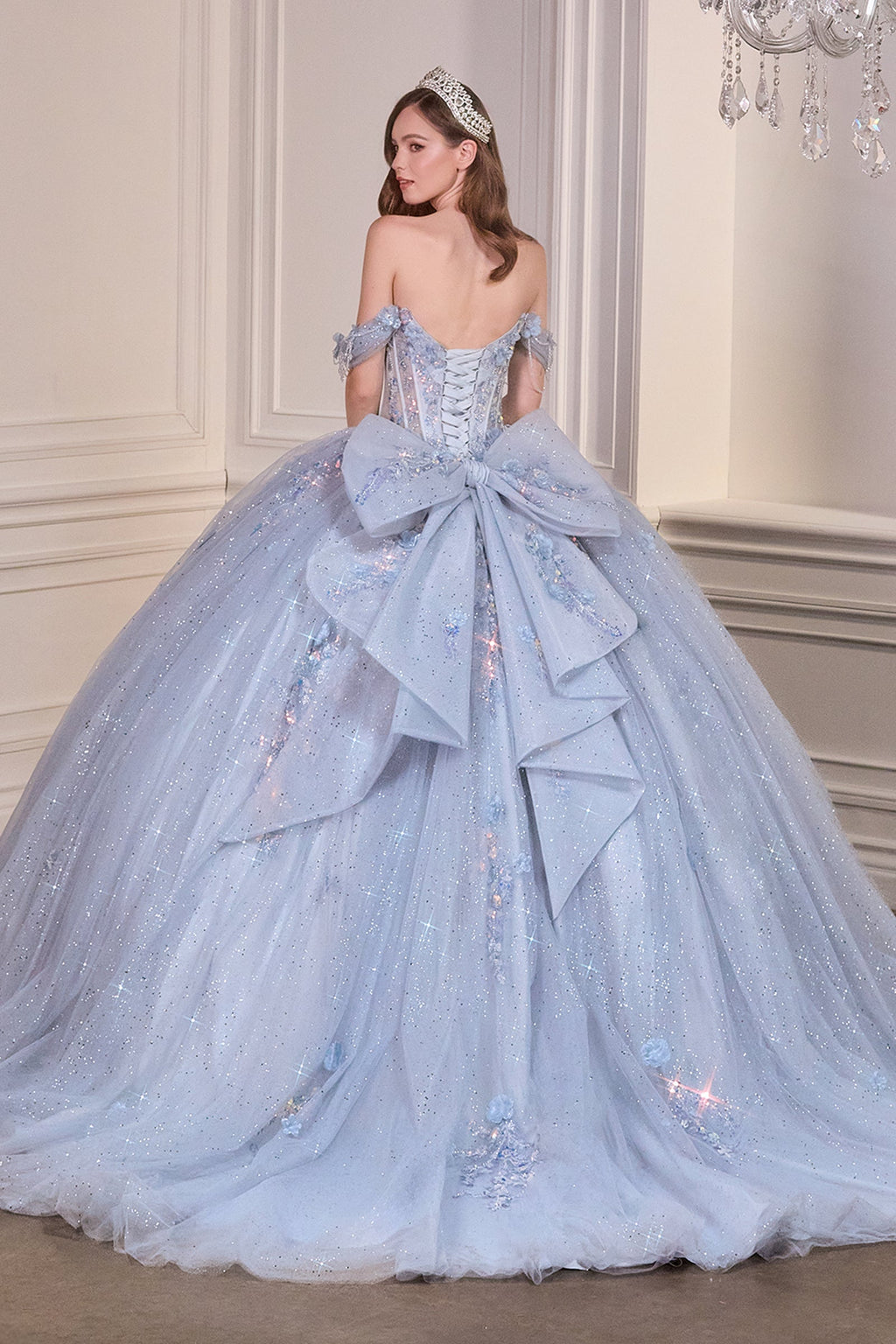 Applique Off Shoulder Ball Gown by Ladivine 15728