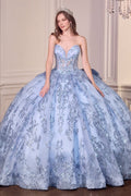 Applique Strapless Bow Ball Gown by Ladivine 15732
