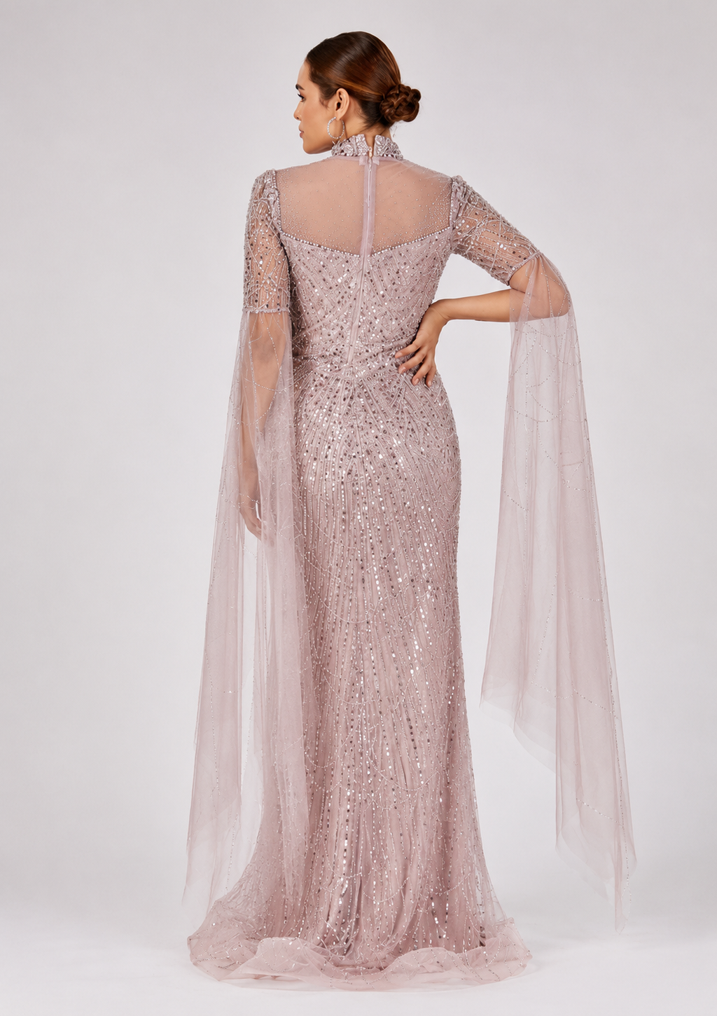 Women's Pink Sequin Mermaid Bodycon Evening Gown