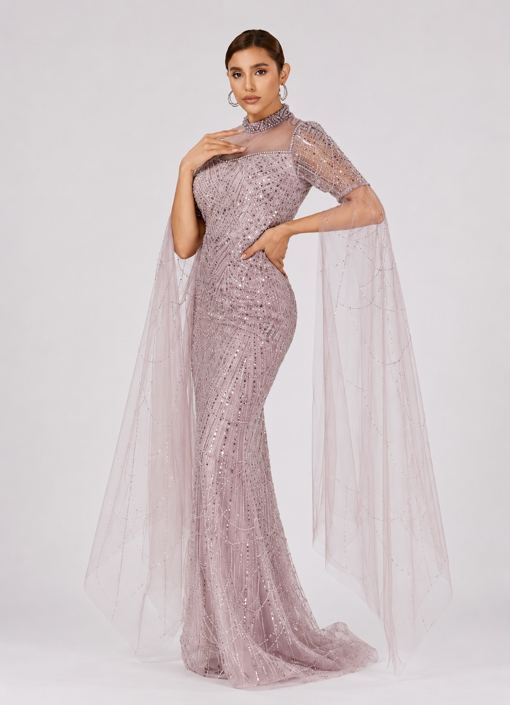 Women's Pink Sequin Mermaid Bodycon Evening Gown