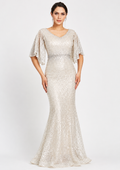 Women's Silver Sequin Mermaid Floor-Length Evening Gown
