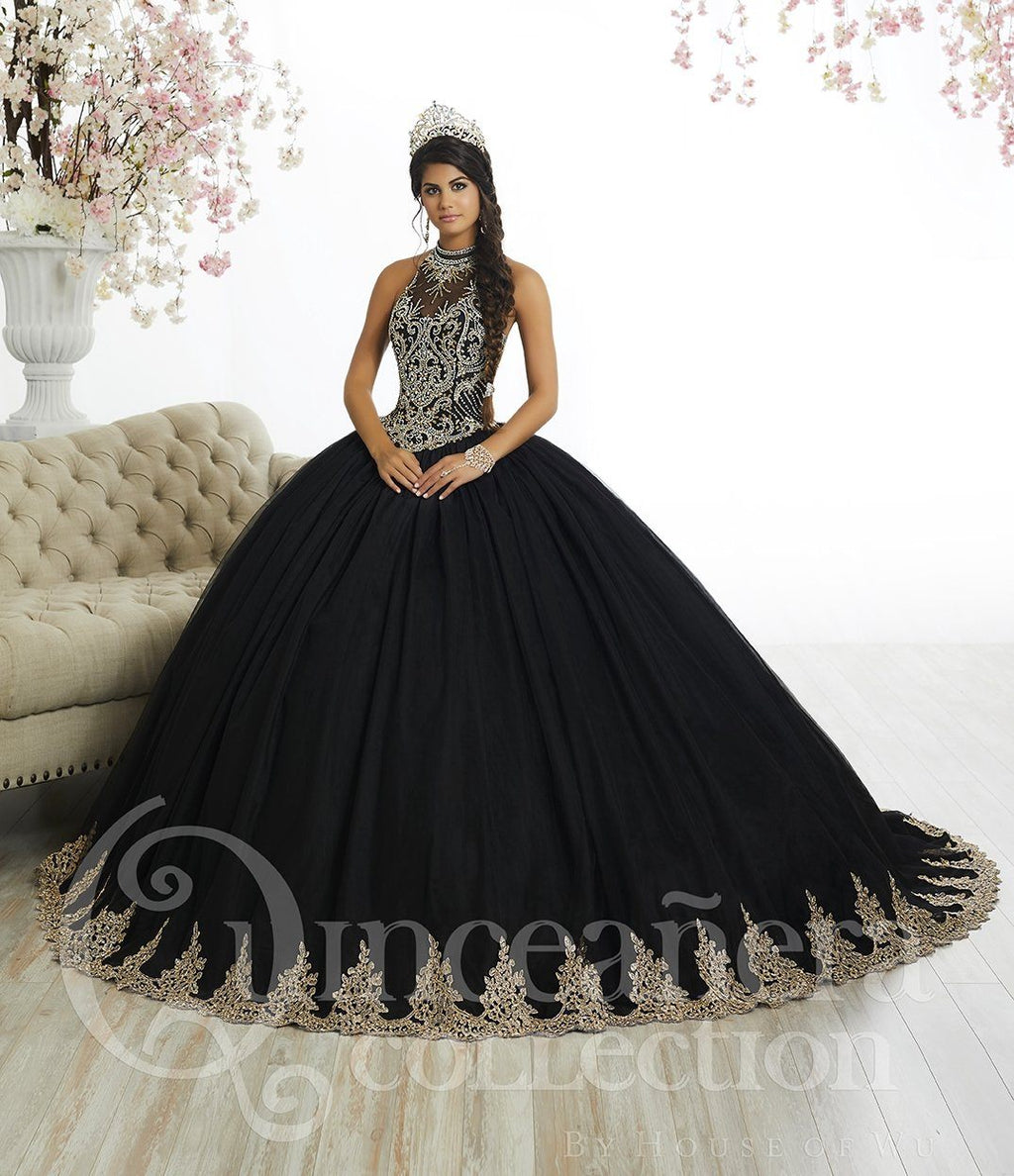 Beaded High-Neck Quinceanera Dress by House of Wu 26881