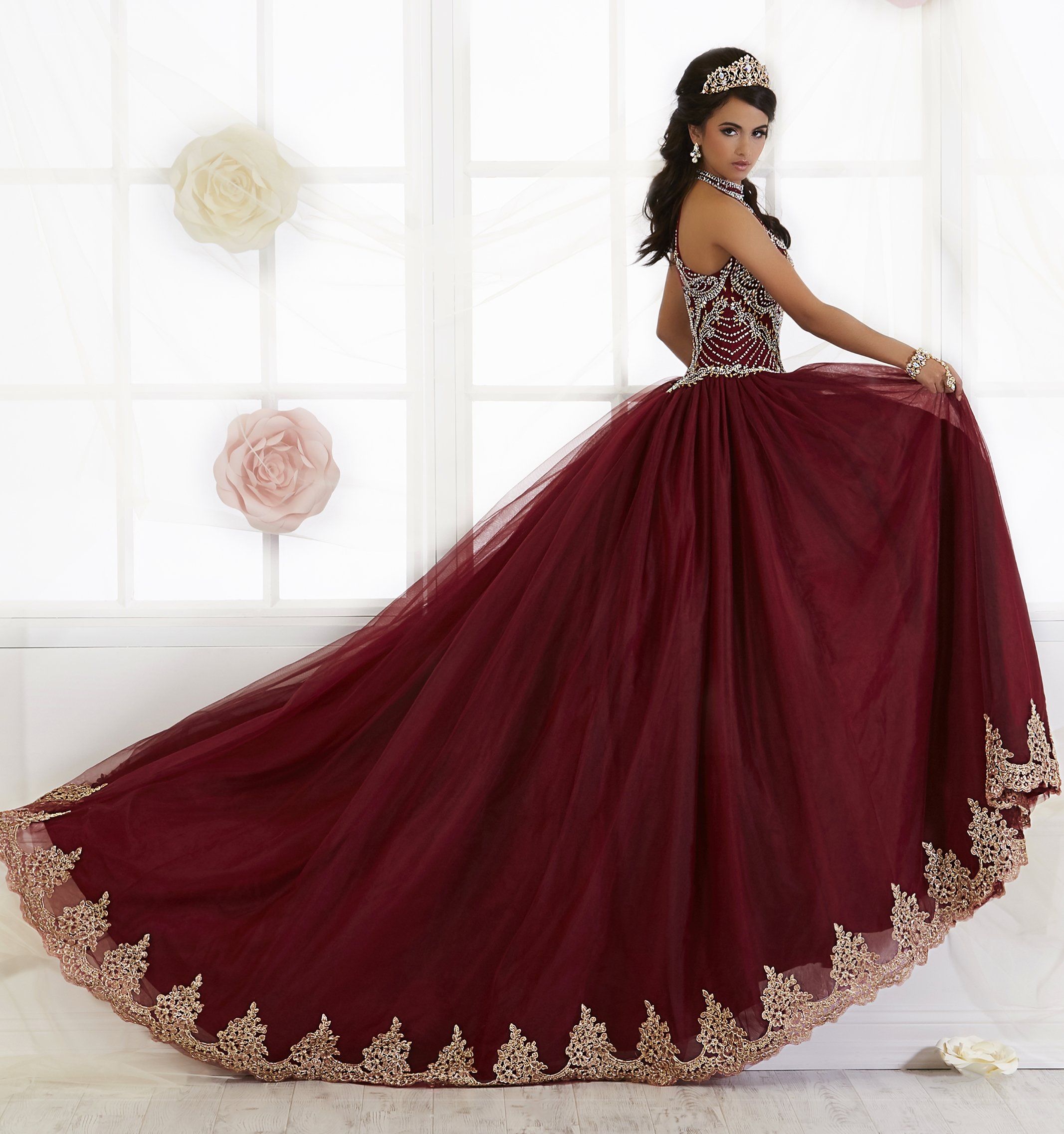 Beaded High-Neck Quinceanera Dress by House of Wu 26881