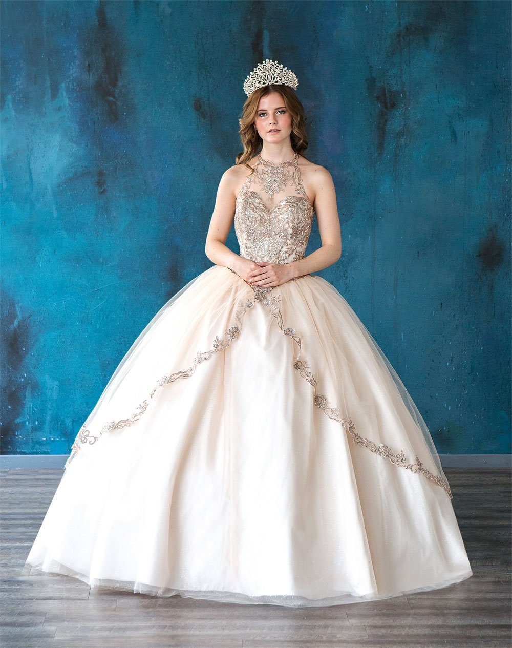 Embroidered Halter Quinceanera Dress by Calla SYL-19016