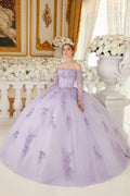 Off Shoulder Long Sleeve Ball Gown
