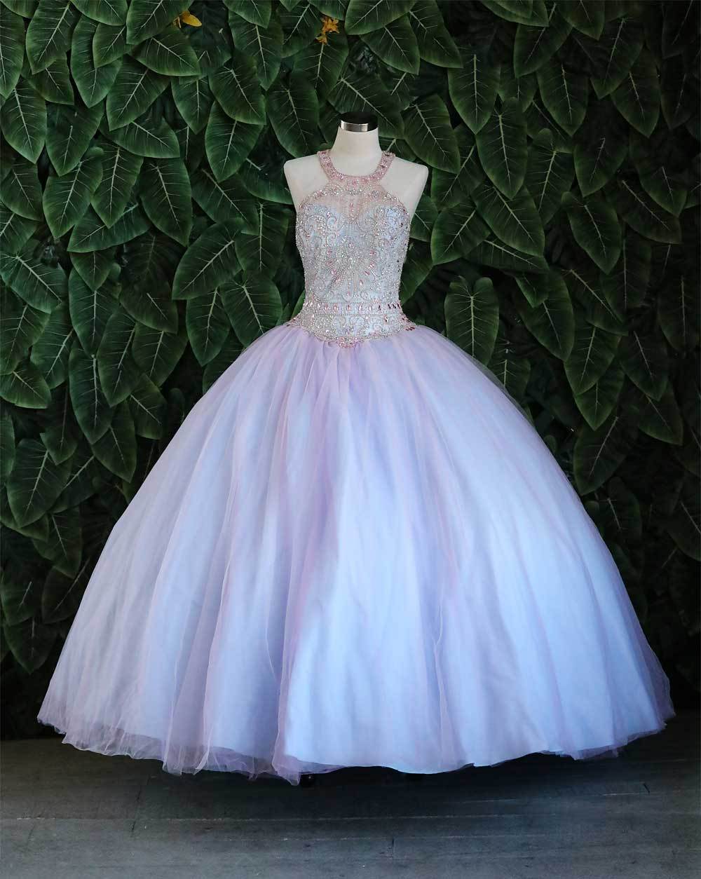 Two-Tone Beaded Halter Quinceanera Dress by Calla KY-79398